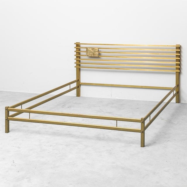 Gold Double Bed in Brass and Metal, 1970s For Sale - Image 8 of 8