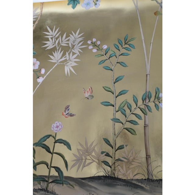 Metal Hand-Painted Chinoiserie Wallpaper For Sale - Image 7 of 7