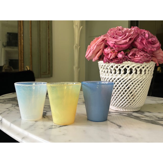 Effetre Murano Opalescent 8 Oz Glass Tumblers / Murano Drinking Glasses - Set of 3 Would make great vases as well MAKER'S...