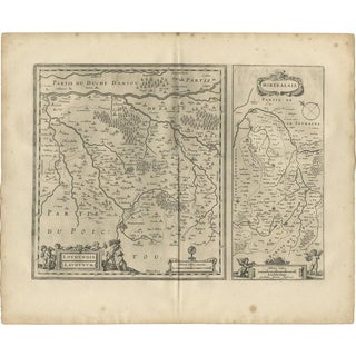 Antique Map of Loudun and Mirebeau by Janssonius, 1657 For Sale