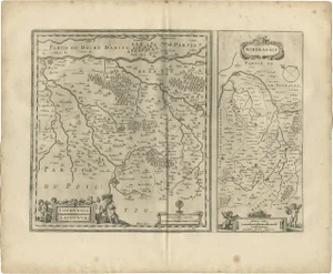 Antique Map of Loudun and Mirebeau by Janssonius, 1657