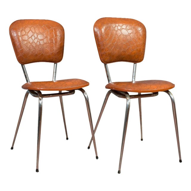1960s French Faux Crocodile Upholstery Chairs - A Pair For Sale - Image 13 of 13