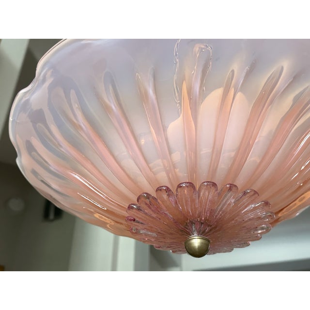 Murano Glass Round Pink Opalescence Glass Chandelier or Pendant For Sale - Image 17 of 18