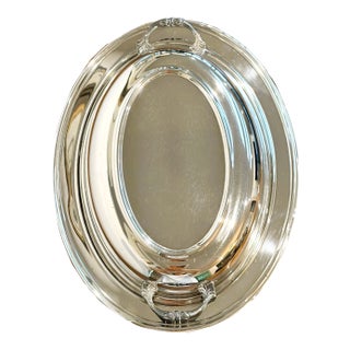 Silver Serving Dish With Glass Insert For Sale