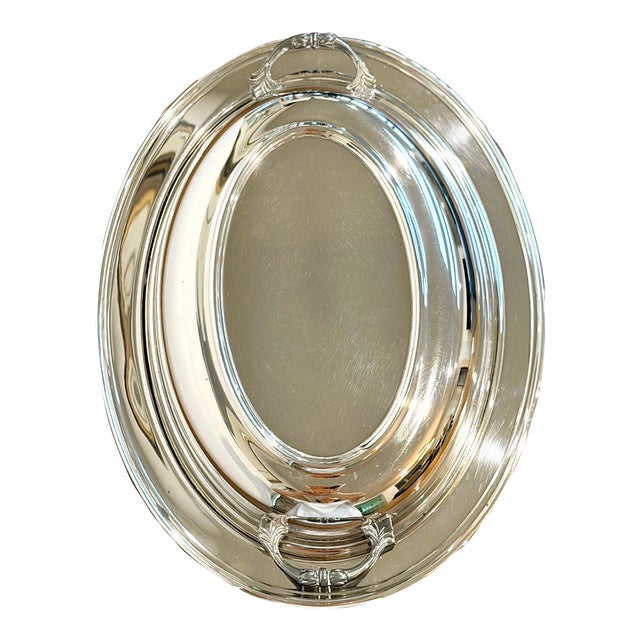 Silver Serving Dish With Glass Insert For Sale