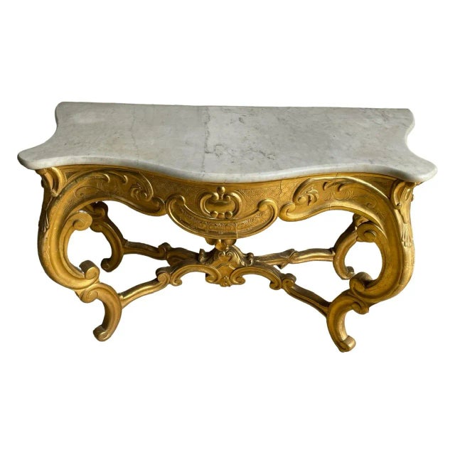 19th Century Louis XV Golden Console For Sale - Image 13 of 13