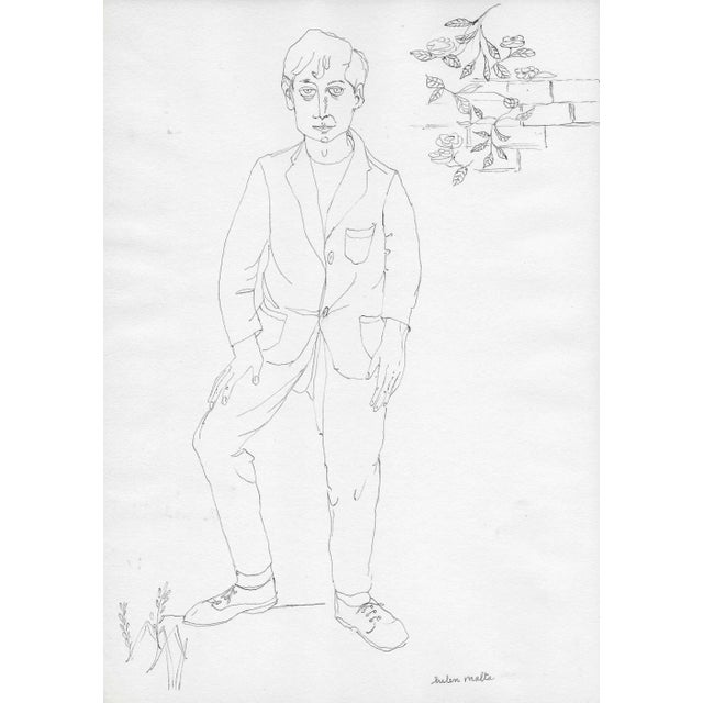 Mid-Century Modern 1940s Helen Malta Male Figure Drawing For Sale - Image 3 of 3