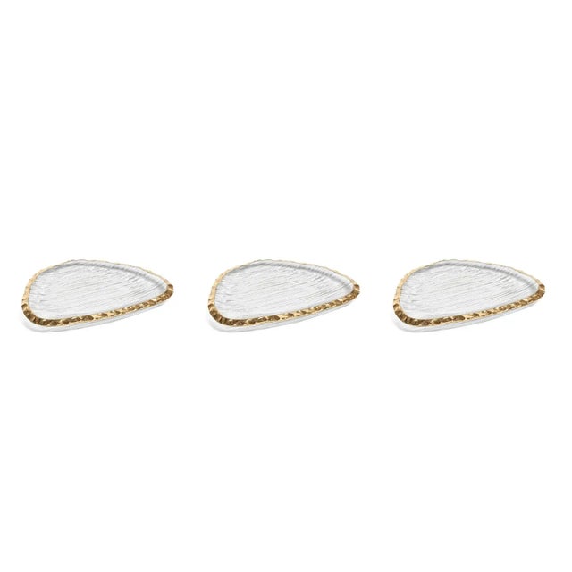 Cassiel Organic Shape Plates with Jagged Gold Rim, Small, Set of 3 For Sale - Image 4 of 4