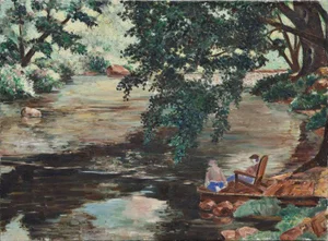 Joseph Yeager Sitting by the Lake Landscape 1940