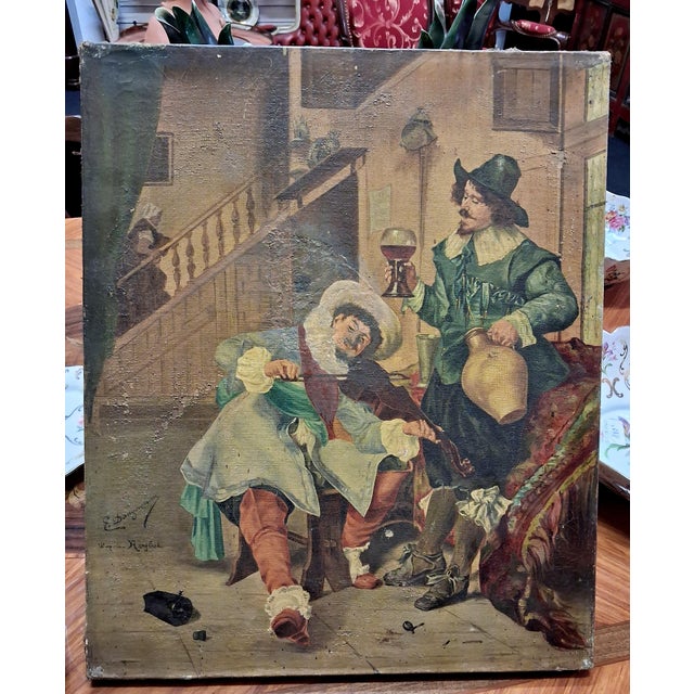 After Roybet, Depicting a Lively Tavern Scene, Late 19th century, Oil Painting on Canvas For Sale - Image 6 of 8