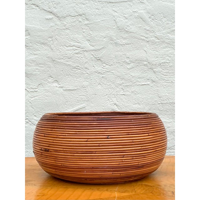 Contemporary Vintage Boho Monumental Pencil Reed. Basket For Sale - Image 3 of 12