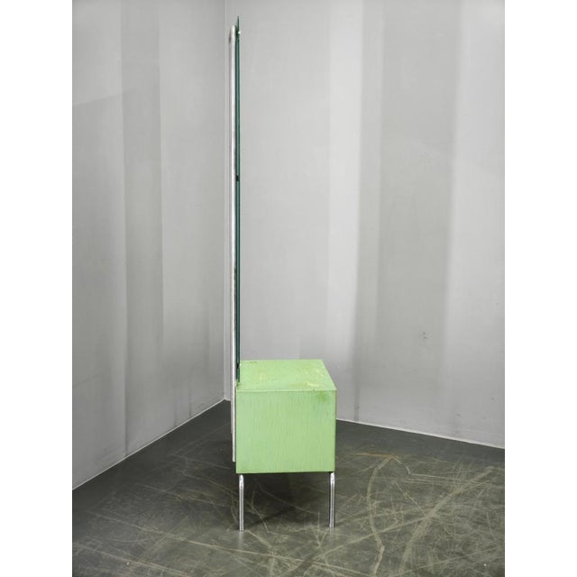 Bauhaus Czech Green Vanity Table with Mirror and Chrome Frame, 1930 For Sale - Image 16 of 18