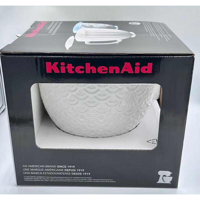 Contemporary KitchenAid Stand Mixer Mermaid Lace White 5-Qt. Ceramic Mixing Bowl For Sale - Image 3 of 11
