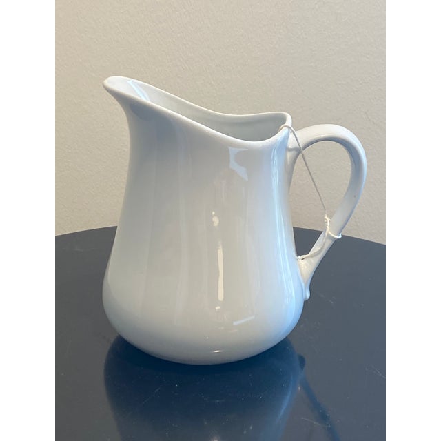 Contemporary Classic White Ceramic Pitcher For Sale - Image 3 of 4