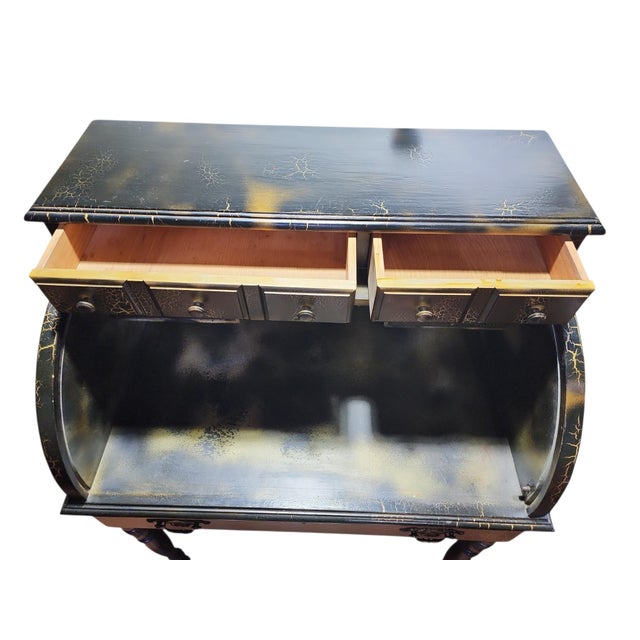 Wood Vintage Crackle Finish Tambour Rolltop Desk For Sale - Image 7 of 11