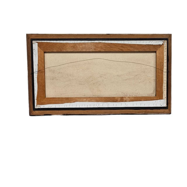 Blue Mountain Lake Landscape Wood Frame Oil Painting For Sale - Image 8 of 8