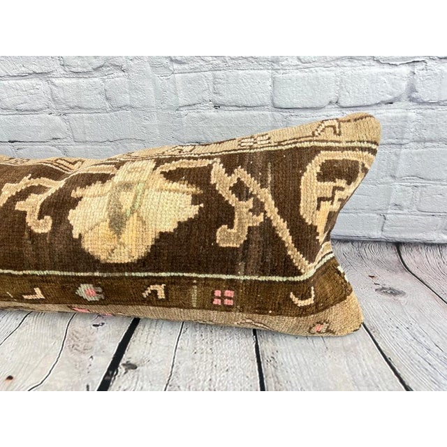 Turkish 14 x 35 Lumbar Rug Pillow Tranquil Refuge Turkish Pillow Cushion Cover For Sale - Image 3 of 4