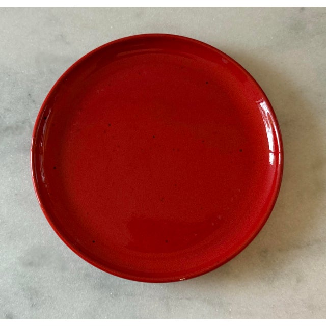 Mid 20th Century Set of 6 Red Gerz West German Pottery Small Plates For Sale - Image 5 of 11