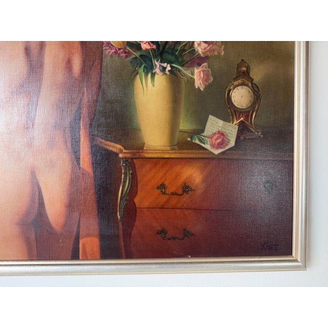 1960s Nat Krate (1918–2013) “The Awakening” Original Oil on Canvas Painting in Silver Wood Frame For Sale - Image 10 of 18