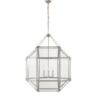 Suzanne Kasler for Visual Comfort Signature Morris Large Lantern in Polished Nickel with Clear Glass For Sale