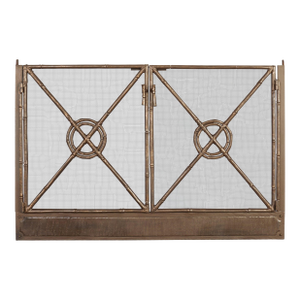 McGuire Two-Door Bronzed Iron Faux Bamboo Fireplace Screen