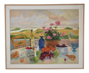 'Sconset Still Life #2 Nantucket Beach View Oil Painting by Ann W. Gibb Aws, Framed