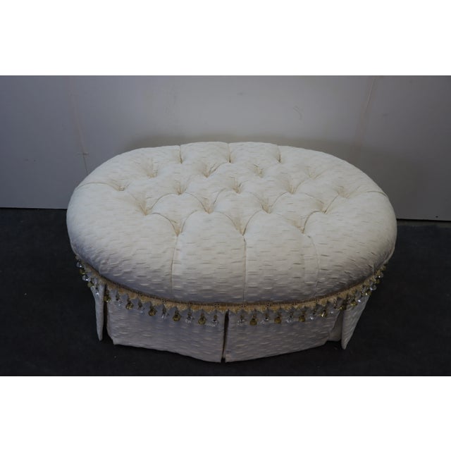 Modern Modern Design Cream Tufted Crystal Ottoman For Sale - Image 3 of 7