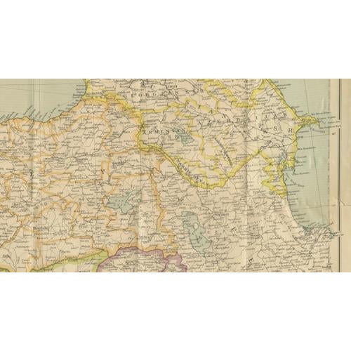 Philips Imperial Map of Turkey with Syria and Iraq and Transcaucasia, 1920s For Sale - Image 9 of 13