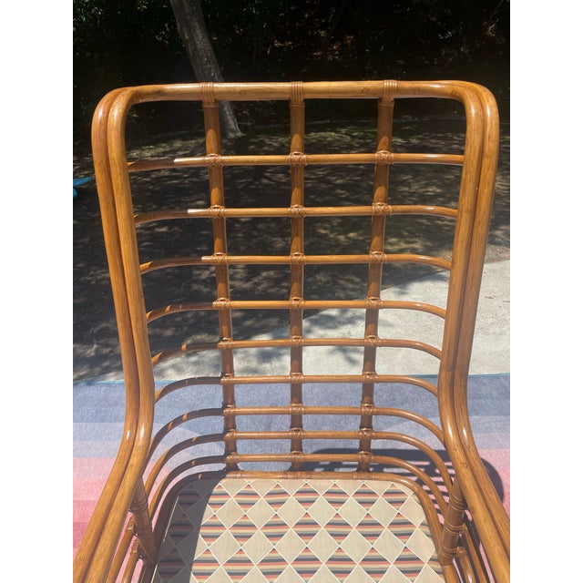 Vintage Brown Jordan Rattan Wingback Chair, With New Sunbrella Cushion For Sale - Image 9 of 12