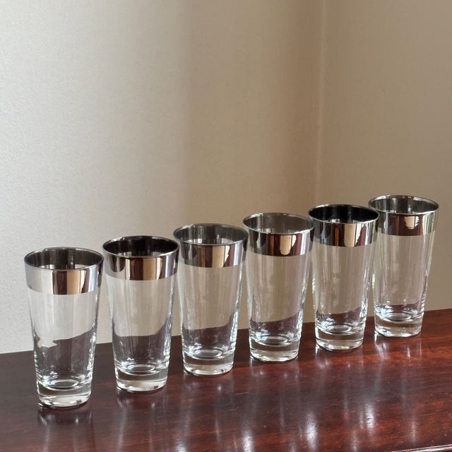 MCM Dorothy Thorpe-Style Platinum Rimmed Tumblers — Set of 6 For Sale - Image 4 of 13