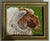 An oil painting of a horned ram sheep, in earth tones antique white, beige, sepia and burnt orange, painted in a textured...