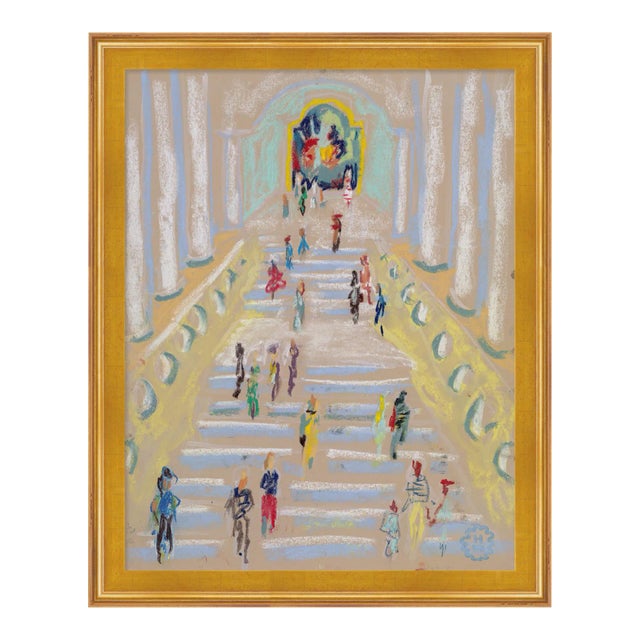 At the Museum by Happy Menocal in Gold Frame, Medium Art Print For Sale