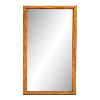 Drexel "Consensus" Collection | Solid Pecan Wood Wall Mirror | Large 45.5 X 25.5 | Mid Century Modern | Vintage For Sale