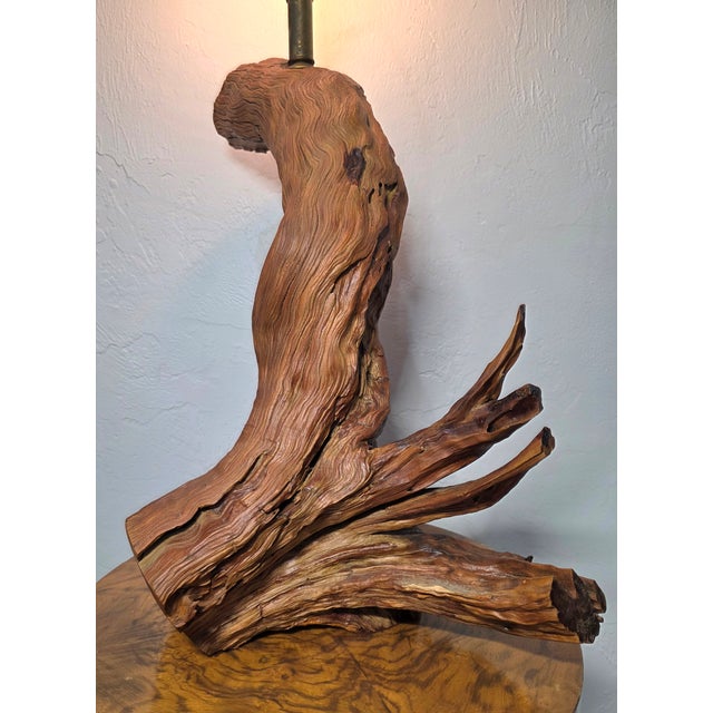 Vintage Driftwood MCM Wood Table Lamp For Sale - Image 10 of 12