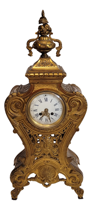 Louis XV Table Clock in Ormolú and Crystal, France