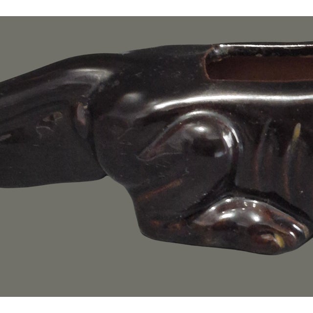 1950s Vintage 50s Glazed Terra-Cotta Pottery Black Panther Small Succulent Planter For Sale - Image 5 of 14