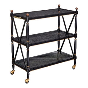 Mid 20th Century Regency Classical Style Black Server Bar Cart