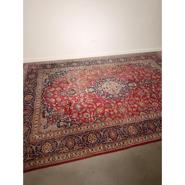 Brown Hand-Knotted Persian Kashan Rug For Sale - Image 8 of 9