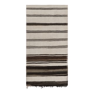 Vintage Turkish Kilim Runner in Beige, Gray and Brown Stripes - Rug & Kilim For Sale