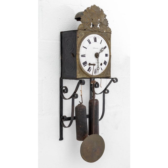 Brass French Comtoise Iron and Brass Clock For Sale - Image 8 of 11