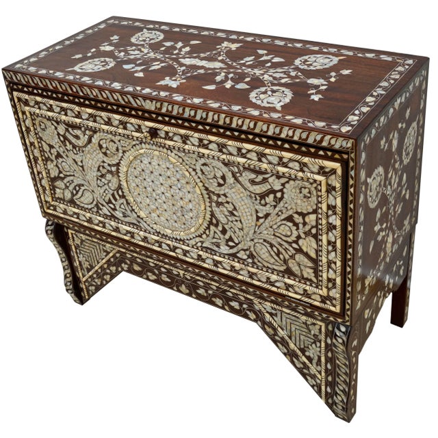 Vintage Moorish Mother-Of-Pearl Console Table & Mirror Set For Sale - Image 10 of 13