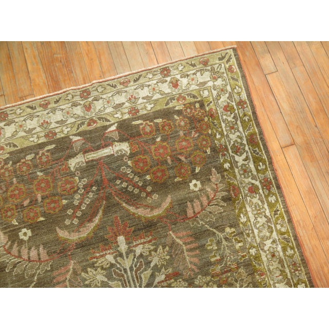 Green Early 20th Century Elegant Brown Green Persian Malayer Rug For Sale - Image 8 of 18