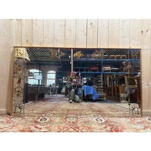 Venetian Style Art Nouveau Bistro Mirror For Sale - Image 6 of 9