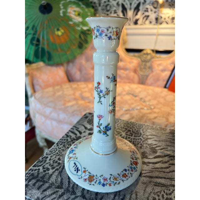 1970s Ceramic Lenox Sabbath Candlestick Holder With Floral Accents For Sale - Image 4 of 10