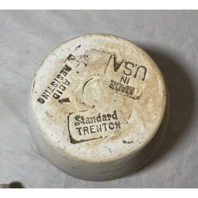 White Share Rare Antique Porcelain Apothecary Standard Acid Resisting Usa Mortar and Pestle For Sale - Image 8 of 11