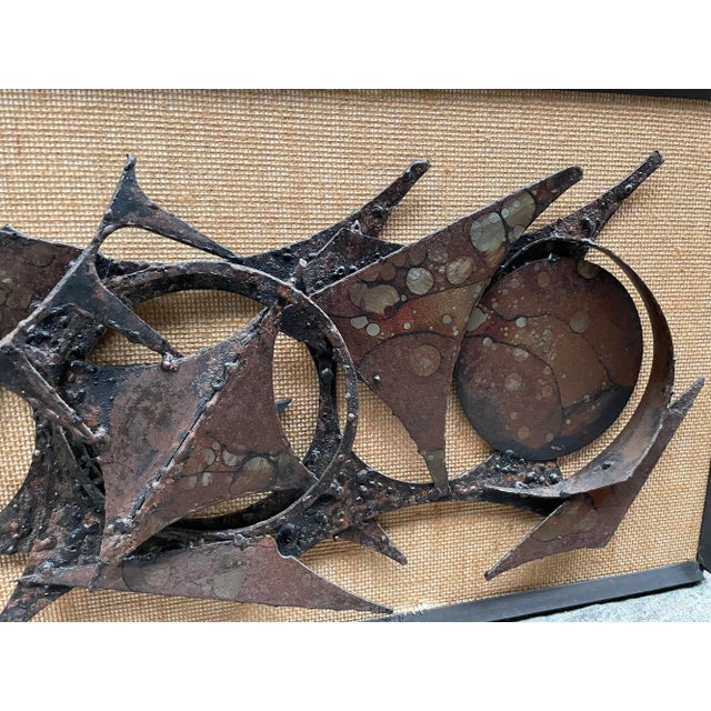 Brutalist wall sculpture designed and manufactured by the Danish artist Henrik Horst, circa 1970s as a wave in danish mid-...