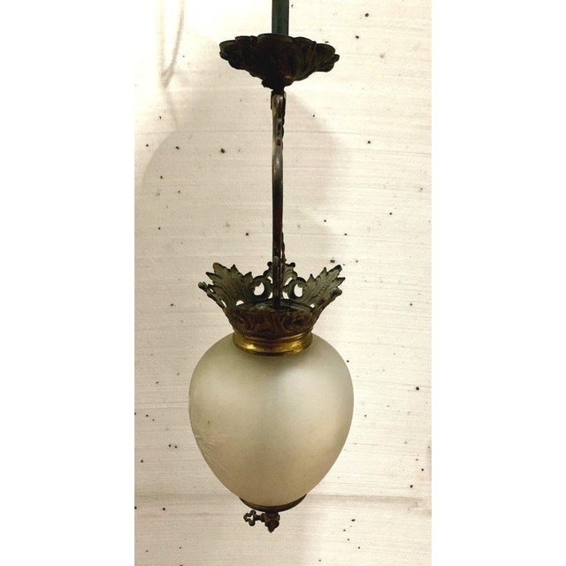 Glass Cut Glass and Bronze Mounted Hall Lantern For Sale - Image 7 of 8