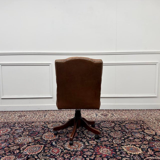 Chesterfield Brown President Office Chair For Sale - Image 4 of 8
