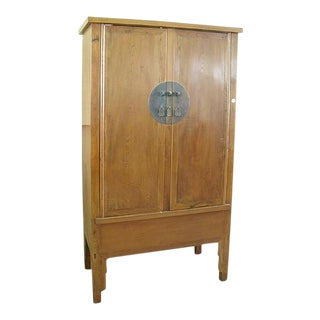 1890s Natural Elmwood Armoire For Sale