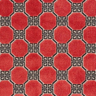 Schumacher Octavia Velvet Fabric in Ruby For Sale
